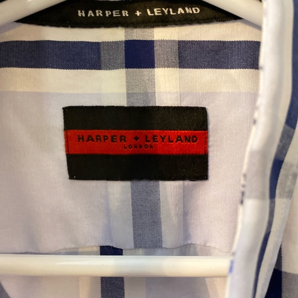 EUC Harper + Leyland Button Down Men’s Medium Light Blue Plaid - Picture 4 of 4